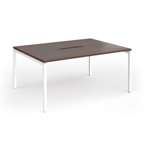 Connex Goal-Post 1600 x 1200 x 725mm Back to Back Desk (2 x 1600mm) - White Frame / Walnut Top