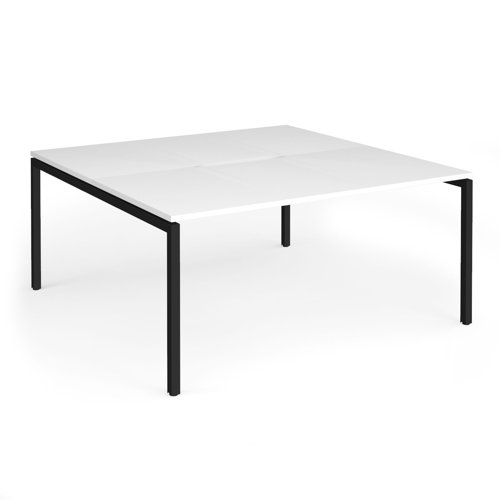 Connex Goal-Post 1600 x 1600 x 725mm Back to Back Desk (2 x 1600mm) - Black Frame / White Top