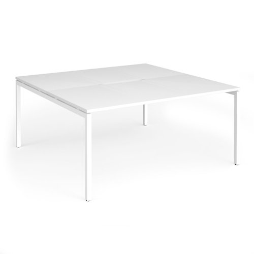 Connex Goal-Post 1600 x 1600 x 725mm Back to Back Desk (2 x 1600mm) - White Frame / White Top