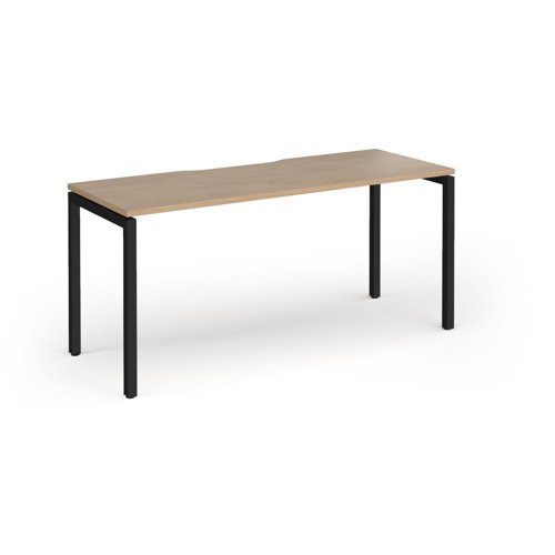Connex Goal-Post 1600 x 600 x 725mm Single Desk - Black Frame / Kendal Oak Top