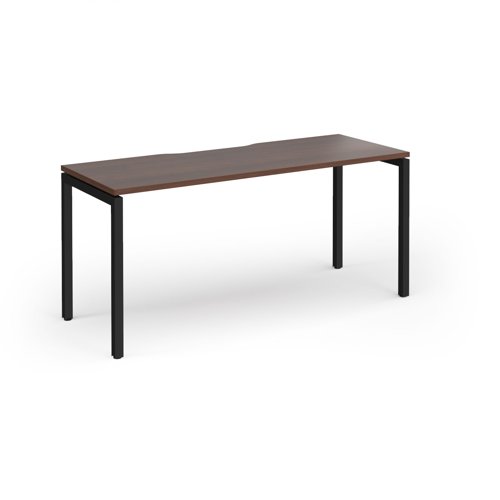 Connex Goal-Post 1600 x 600 x 725mm Single Desk - Black Frame / Walnut Top