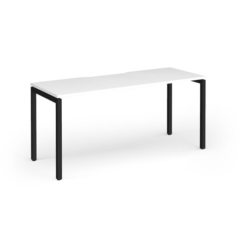 Connex Goal-Post 1600 x 600 x 725mm Single Desk - Black Frame / White Top