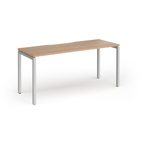 Connex Goal-Post 1600 x 600 x 725mm Single Desk - Silver Frame / Beech Top