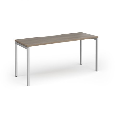 Connex Goal-Post 1600 x 600 x 725mm Single Desk - Silver Frame / Nebraska Oak Top