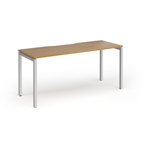 Connex Goal-Post 1600 x 600 x 725mm Single Desk - Silver Frame / Oak Top