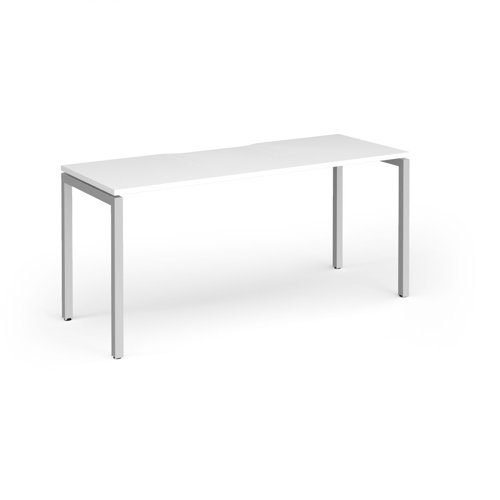 Connex Goal-Post 1600 x 600 x 725mm Single Desk - Silver Frame / White Top