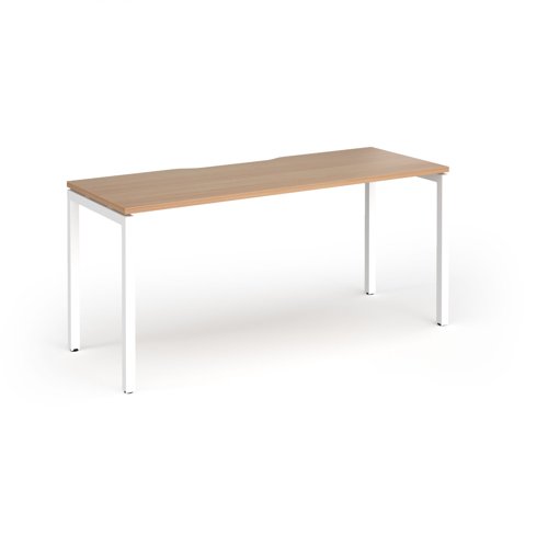 Connex Goal-Post 1600 x 600 x 725mm Single Desk - White Frame / Beech Top