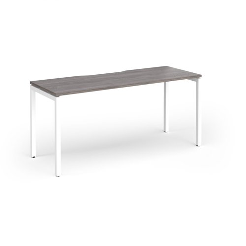 Connex Goal-Post 1600 x 600 x 725mm Single Desk - White Frame / Grey Oak Top
