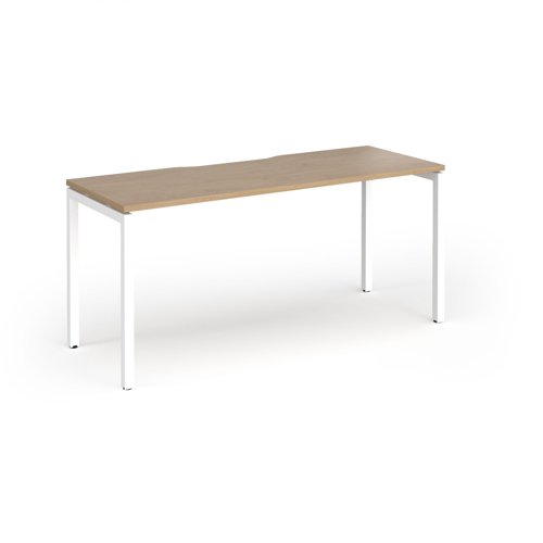 Connex Goal-Post 1600 x 600 x 725mm Single Desk - White Frame / Kendal Oak Top