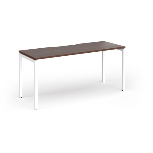 Connex Goal-Post 1600 x 600 x 725mm Single Desk - White Frame / Walnut Top