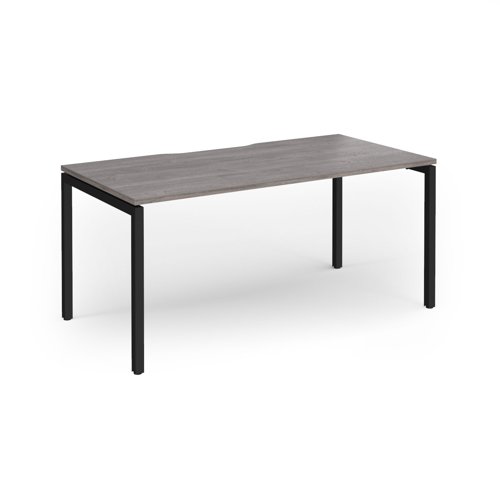 Connex Goal-Post 1600 x 800 x 725mm Single Desk - Black Frame / Grey Oak Top
