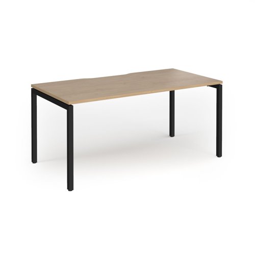 Connex Goal-Post 1600 x 800 x 725mm Single Desk - Black Frame / Kendal Oak Top