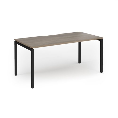 Connex Goal-Post 1600 x 800 x 725mm Single Desk - Black Frame / Nebraska Oak Top