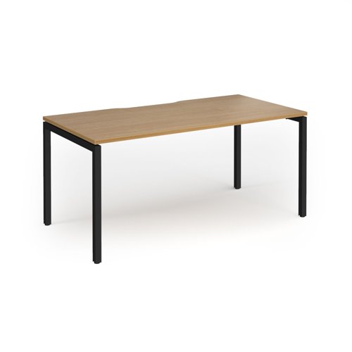 Connex Goal-Post 1600 x 800 x 725mm Single Desk - Black Frame / Oak Top