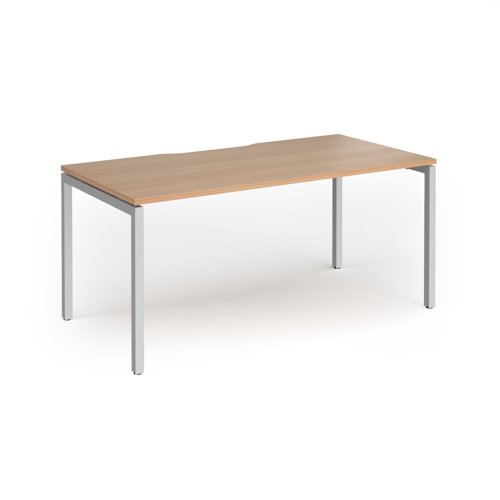 Connex Goal-Post 1600 x 800 x 725mm Single Desk - Silver Frame / Beech Top