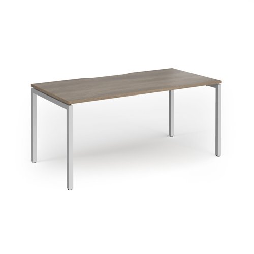 Connex Goal-Post 1600 x 800 x 725mm Single Desk - Silver Frame / Nebraska Oak Top