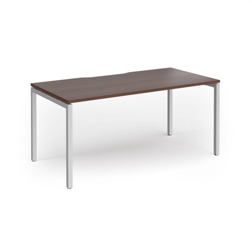 Connex Goal-Post 1600 x 800 x 725mm Single Desk - Silver Frame / Walnut Top
