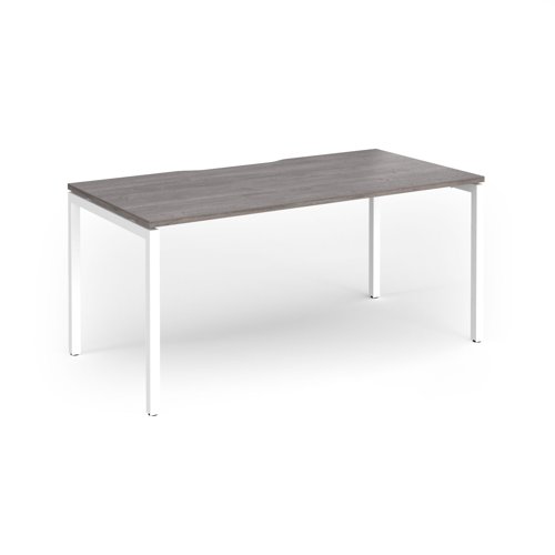 Connex Goal-Post 1600 x 800 x 725mm Single Desk - White Frame / Grey Oak Top