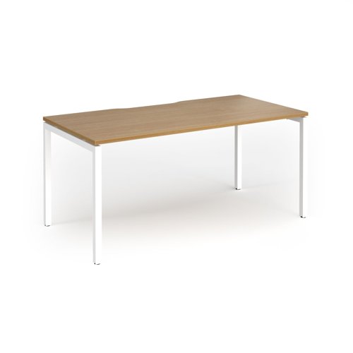 Connex Goal-Post 1600 x 800 x 725mm Single Desk - White Frame / Oak Top