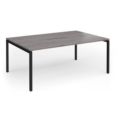 Connex Goal-Post 1800 x 1200 x 725mm Back to Back Desk (2 x 1800mm) - Black Frame / Grey Oak Top