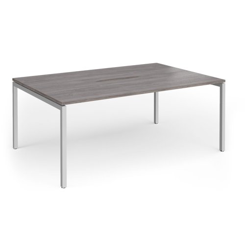 Connex Goal-Post 1800 x 1200 x 725mm Back to Back Desk (2 x 1800mm) - Silver Frame / Grey Oak Top