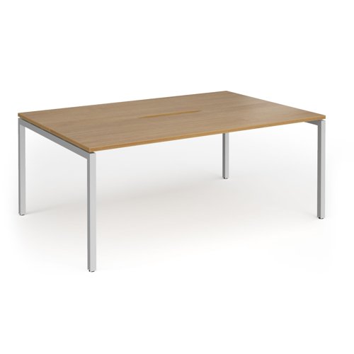 Connex Goal-Post 1800 x 1200 x 725mm Back to Back Desk (2 x 1800mm) - Silver Frame / Oak Top