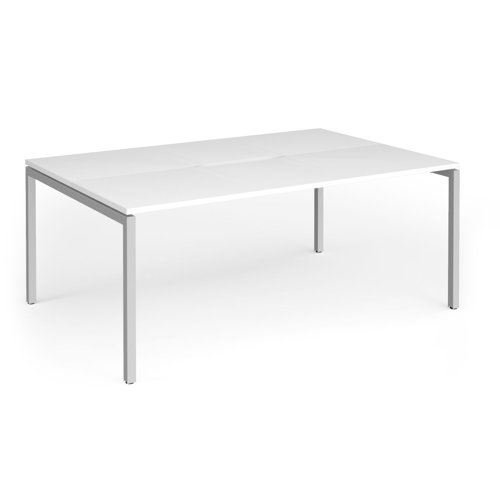 Connex Goal-Post 1800 x 1200 x 725mm Back to Back Desk (2 x 1800mm) - Silver Frame / White Top
