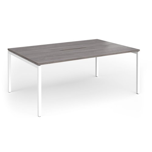 Connex Goal-Post 1800 x 1200 x 725mm Back to Back Desk (2 x 1800mm) - White Frame / Grey Oak Top