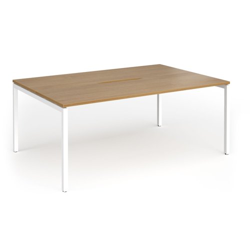 Connex Goal-Post 1800 x 1200 x 725mm Back to Back Desk (2 x 1800mm) - White Frame / Oak Top