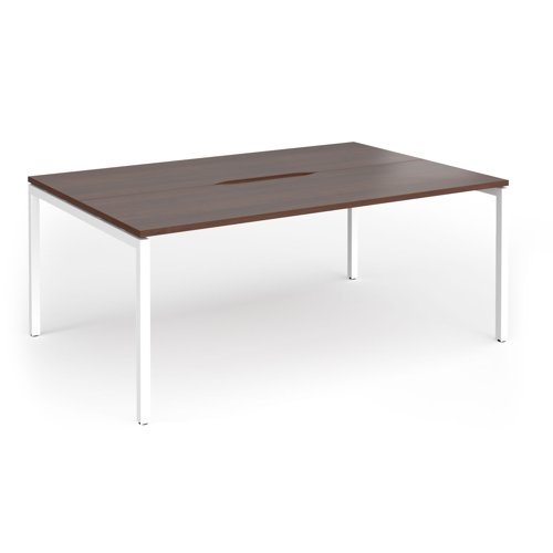 Connex Goal-Post 1800 x 1200 x 725mm Back to Back Desk (2 x 1800mm) - White Frame / Walnut Top