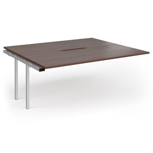 Connex Goal-Post 1800 x 1600 x 725mm Back to Back Add On Bay - Silver Frame / Walnut Top