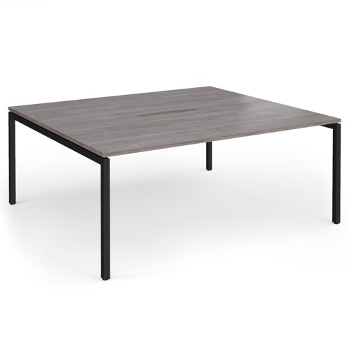 Connex Goal-Post 1800 x 1600 x 725mm Back to Back Desk (2 x 1800mm) - Black Frame / Grey Oak Top