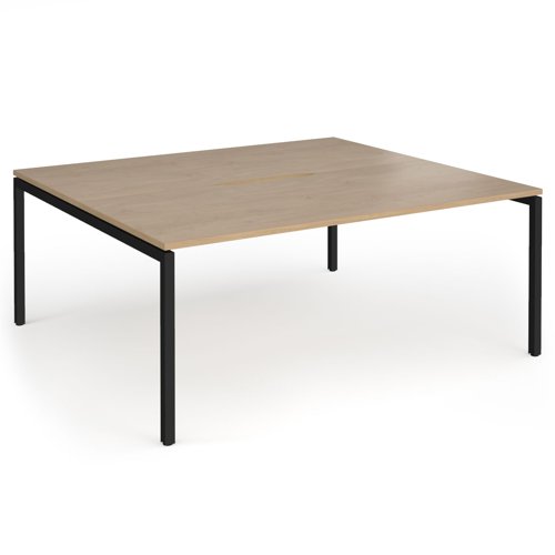 Connex Goal-Post 1800 x 1600 x 725mm Back to Back Desk (2 x 1800mm) - Black Frame / Kendal Oak Top