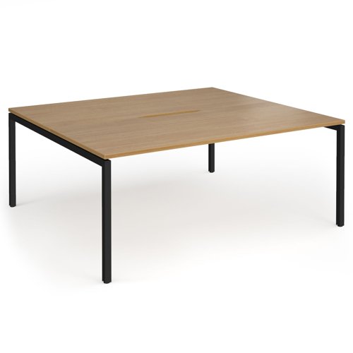 Connex Goal-Post 1800 x 1600 x 725mm Back to Back Desk (2 x 1800mm) - Black Frame / Oak Top