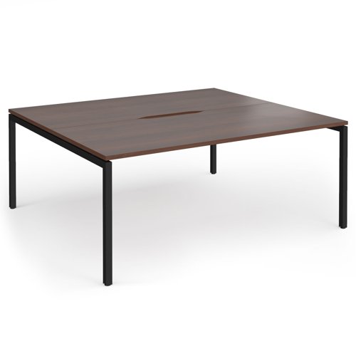 Connex Goal-Post 1800 x 1600 x 725mm Back to Back Desk (2 x 1800mm) - Black Frame / Walnut Top