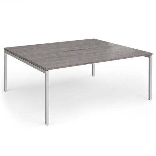 Connex Goal-Post 1800 x 1600 x 725mm Back to Back Desk (2 x 1800mm) - Silver Frame / Grey Oak Top