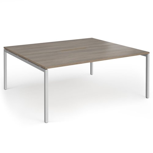 Connex Goal-Post 1800 x 1600 x 725mm Back to Back Desk (2 x 1800mm) - Silver Frame / Nebraska Oak Top