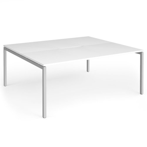 Connex Goal-Post 1800 x 1600 x 725mm Back to Back Desk (2 x 1800mm) - Silver Frame / White Top