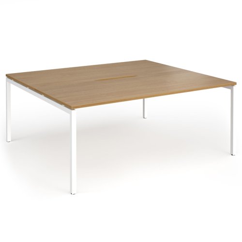 Connex Goal-Post 1800 x 1600 x 725mm Back to Back Desk (2 x 1800mm) - White Frame / Oak Top