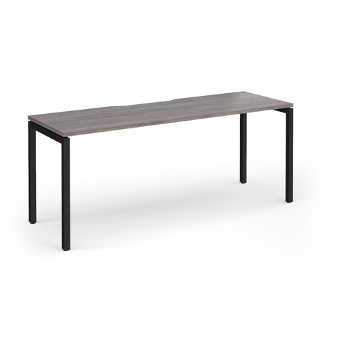 Connex Goal-Post 1800 x 600 x 725mm Single Desk - Black Frame / Grey Oak Top