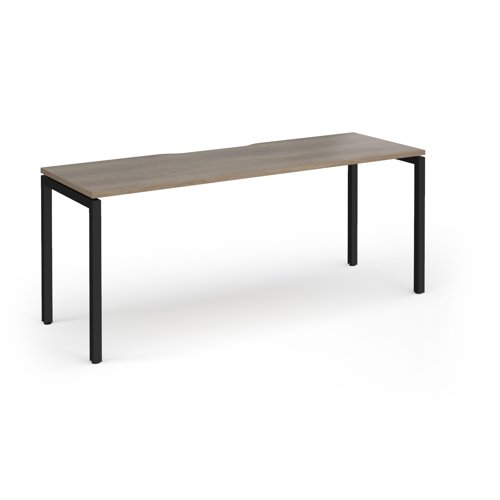 Connex Goal-Post 1800 x 600 x 725mm Single Desk - Black Frame / Nebraska Oak Top