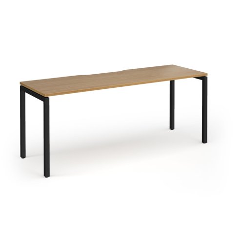 Connex Goal-Post 1800 x 600 x 725mm Single Desk - Black Frame / Oak Top