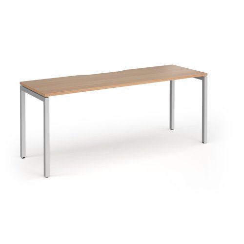 Connex Goal-Post 1800 x 600 x 725mm Single Desk - Silver Frame / Beech Top