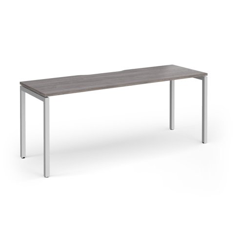 Connex Goal-Post 1800 x 600 x 725mm Single Desk - Silver Frame / Grey Oak Top
