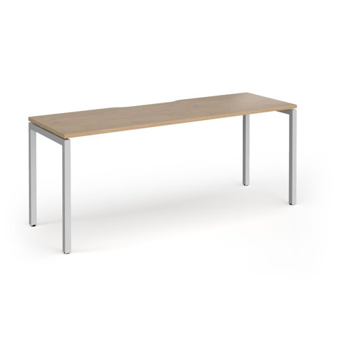 Connex Goal-Post 1800 x 600 x 725mm Single Desk - Silver Frame / Kendal Oak Top