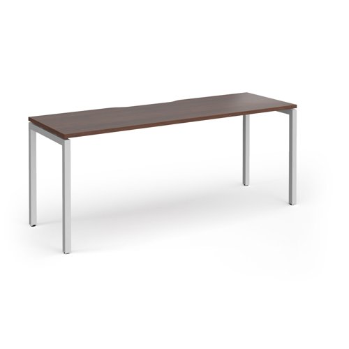 Connex Goal-Post 1800 x 600 x 725mm Single Desk - Silver Frame / Walnut Top