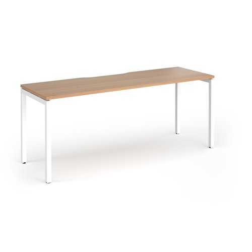 Connex Goal-Post 1800 x 600 x 725mm Single Desk - White Frame / Beech Top