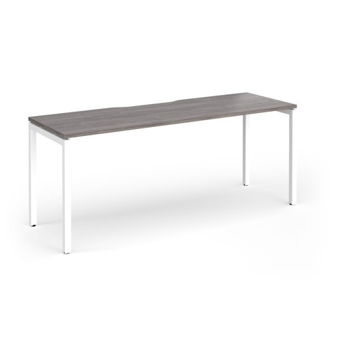 Connex Goal-Post 1800 x 600 x 725mm Single Desk - White Frame / Grey Oak Top
