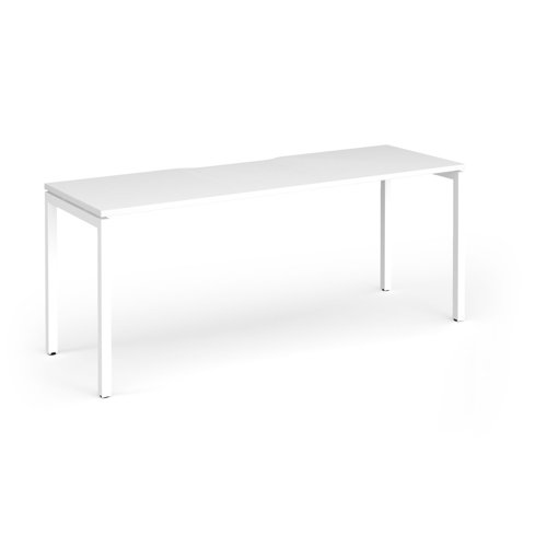 Connex Goal-Post 1800 x 600 x 725mm Single Desk - White Frame / White Top