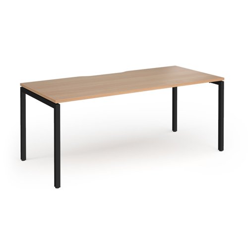 Connex Goal-Post 1800 x 800 x 725mm Single Desk - Black Frame / Beech Top
